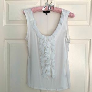 Sleeveless Chiffon Ruffle Front Top in Cream-SM